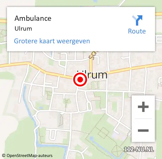 Locatie op kaart van de 112 melding: Ambulance Ulrum op 26 augustus 2016 15:52