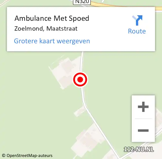 Locatie op kaart van de 112 melding: Ambulance Met Spoed Naar Zoelmond, Maatstraat op 26 augustus 2016 15:53