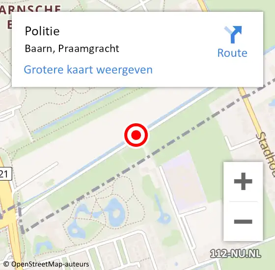 Locatie op kaart van de 112 melding: Politie Baarn, Praamgracht op 26 augustus 2016 16:09