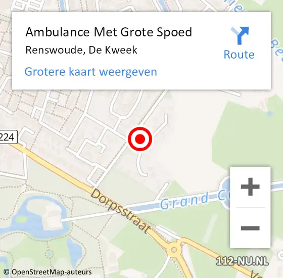 Locatie op kaart van de 112 melding: Ambulance Met Grote Spoed Naar Renswoude, De Kweek op 26 augustus 2016 16:38