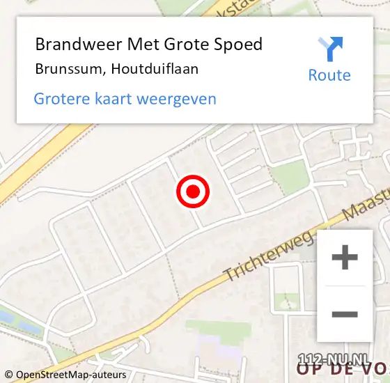 Locatie op kaart van de 112 melding: Brandweer Met Grote Spoed Naar Brunssum, Houtduiflaan op 26 augustus 2016 16:40