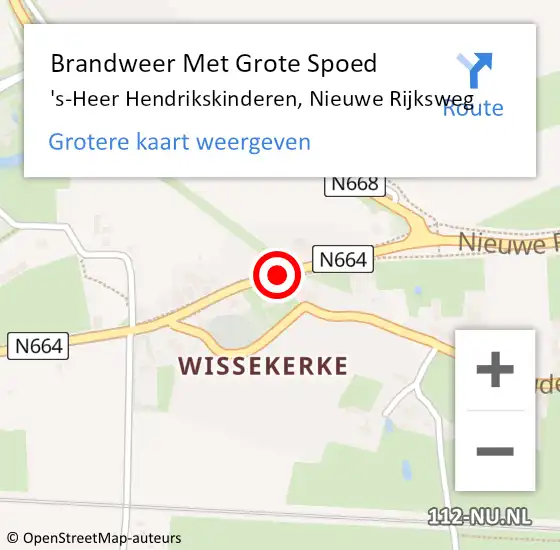 Locatie op kaart van de 112 melding: Brandweer Met Grote Spoed Naar 's-Heer Hendrikskinderen, Nieuwe Rijksweg op 26 augustus 2016 16:42