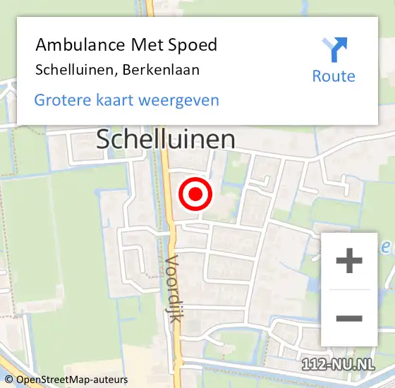 Locatie op kaart van de 112 melding: Ambulance Met Spoed Naar Schelluinen, Berkenlaan op 26 augustus 2016 16:46