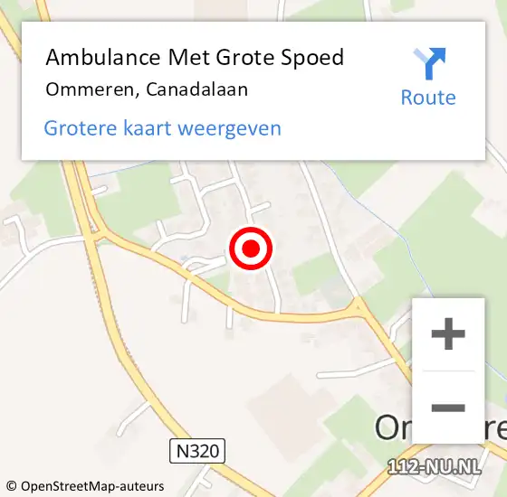 Locatie op kaart van de 112 melding: Ambulance Met Grote Spoed Naar Ommeren, Canadalaan op 26 augustus 2016 18:09