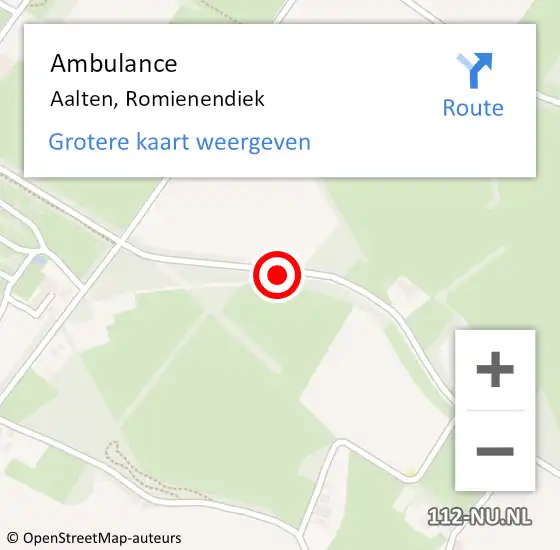 Locatie op kaart van de 112 melding: Ambulance Aalten, Romienendiek op 26 augustus 2016 18:26