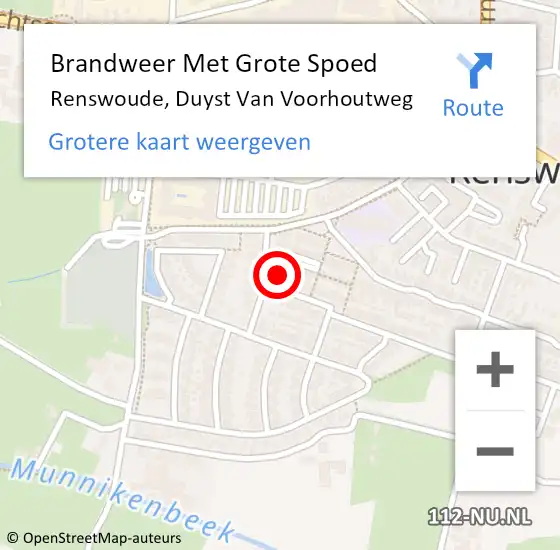 Locatie op kaart van de 112 melding: Brandweer Met Grote Spoed Naar Renswoude, Duyst Van Voorhoutweg op 26 augustus 2016 19:40