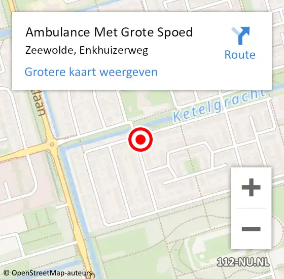 Locatie op kaart van de 112 melding: Ambulance Met Grote Spoed Naar Zeewolde, Enkhuizerweg op 26 augustus 2016 19:43