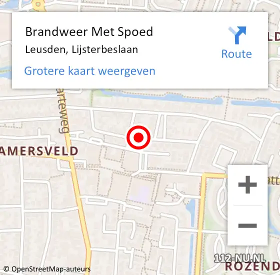 Locatie op kaart van de 112 melding: Brandweer Met Spoed Naar Leusden, Lijsterbeslaan op 26 augustus 2016 19:50