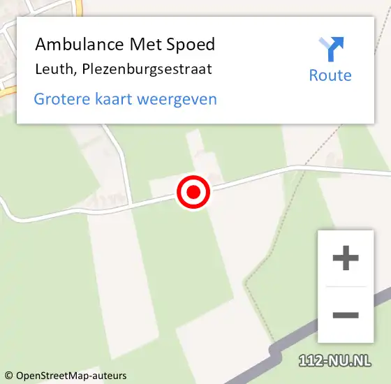 Locatie op kaart van de 112 melding: Ambulance Met Spoed Naar Leuth, Plezenburgsestraat op 26 augustus 2016 19:52