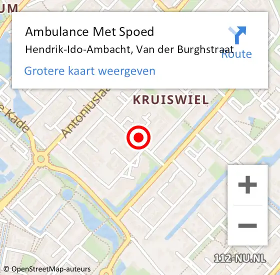 Locatie op kaart van de 112 melding: Ambulance Met Spoed Naar Hendrik-Ido-Ambacht, Van der Burghstraat op 26 augustus 2016 20:07