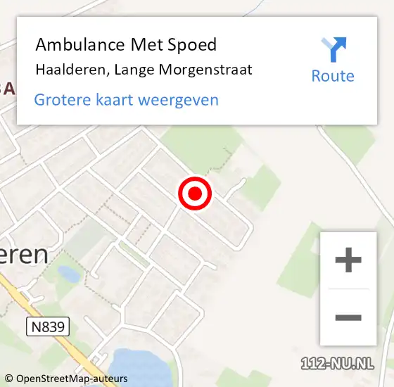 Locatie op kaart van de 112 melding: Ambulance Met Spoed Naar Haalderen, Lange Morgenstraat op 26 augustus 2016 20:14