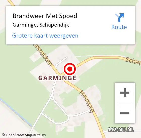 Locatie op kaart van de 112 melding: Brandweer Met Spoed Naar Garminge, Schapendijk op 26 augustus 2016 20:26