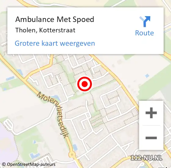 Locatie op kaart van de 112 melding: Ambulance Met Spoed Naar Tholen, Kotterstraat op 26 augustus 2016 20:33