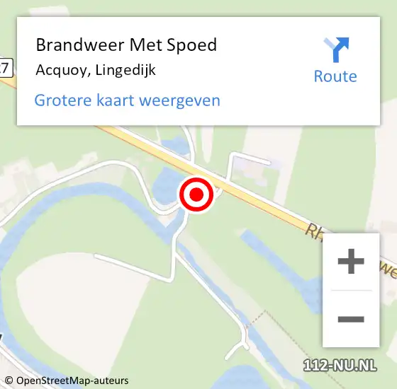 Locatie op kaart van de 112 melding: Brandweer Met Spoed Naar Acquoy, Lingedijk op 26 augustus 2016 21:00