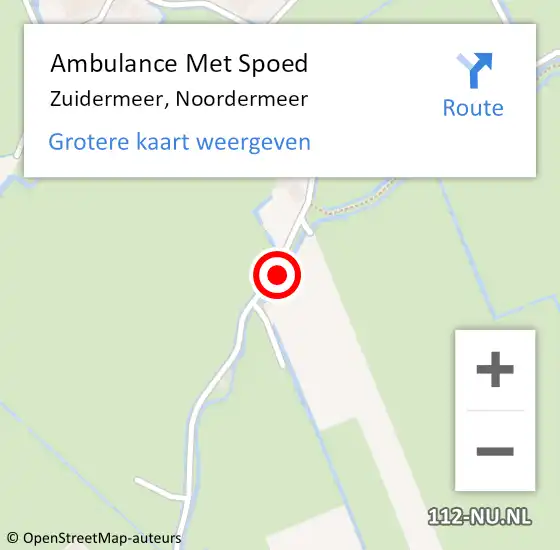 Locatie op kaart van de 112 melding: Ambulance Met Spoed Naar Zuidermeer, Noordermeer op 26 augustus 2016 21:15