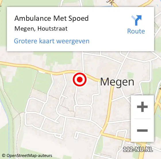 Locatie op kaart van de 112 melding: Ambulance Met Spoed Naar Megen, Houtstraat op 26 augustus 2016 22:08