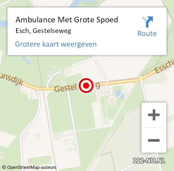 Locatie op kaart van de 112 melding: Ambulance Met Grote Spoed Naar Esch, Gestelseweg op 26 augustus 2016 22:28