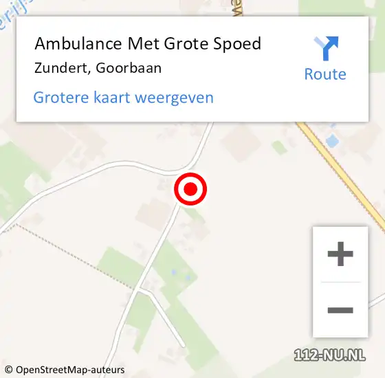 Locatie op kaart van de 112 melding: Ambulance Met Grote Spoed Naar Zundert, Goorbaan op 26 augustus 2016 23:16