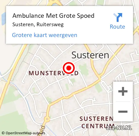 Locatie op kaart van de 112 melding: Ambulance Met Grote Spoed Naar Susteren, Ruitersweg op 26 augustus 2016 23:55