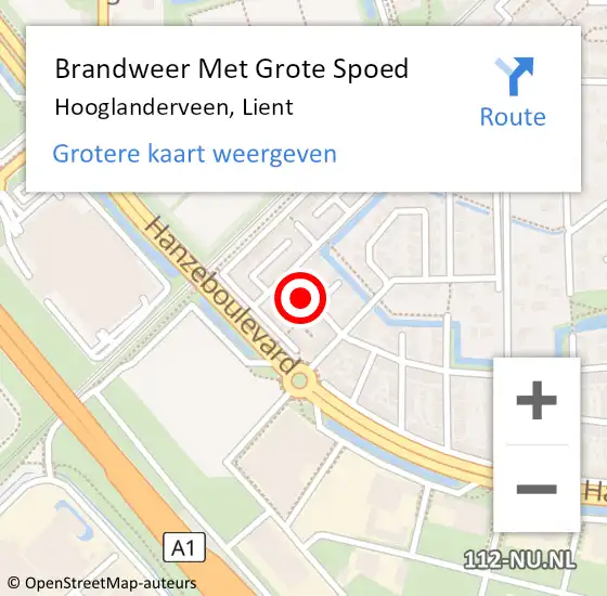 Locatie op kaart van de 112 melding: Brandweer Met Grote Spoed Naar Hooglanderveen, Lient op 27 augustus 2016 00:15