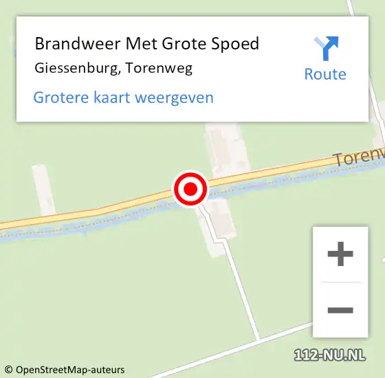 Locatie op kaart van de 112 melding: Brandweer Met Grote Spoed Naar Giessenburg, Torenweg op 27 augustus 2016 00:42