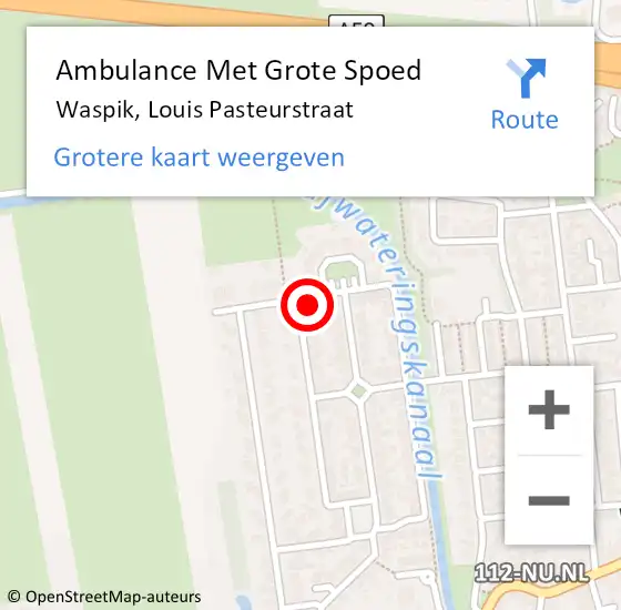 Locatie op kaart van de 112 melding: Ambulance Met Grote Spoed Naar Waspik, Louis Pasteurstraat op 27 augustus 2016 01:06