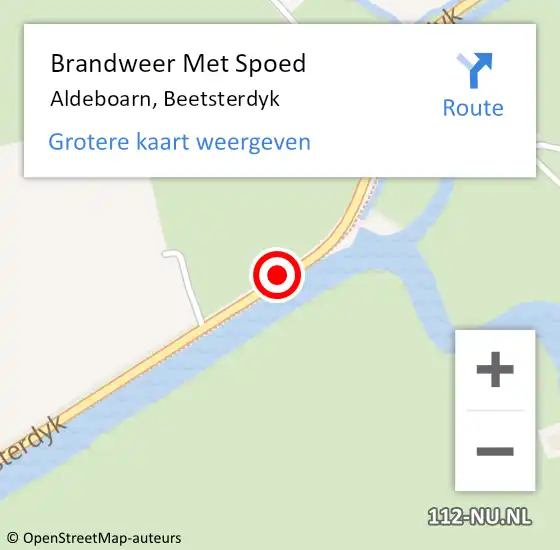 Locatie op kaart van de 112 melding: Brandweer Met Spoed Naar Aldeboarn, Beetsterdyk op 27 augustus 2016 04:46