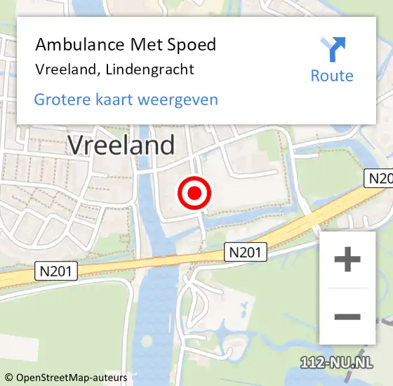 Locatie op kaart van de 112 melding: Ambulance Met Spoed Naar Vreeland, Lindengracht op 27 augustus 2016 06:55