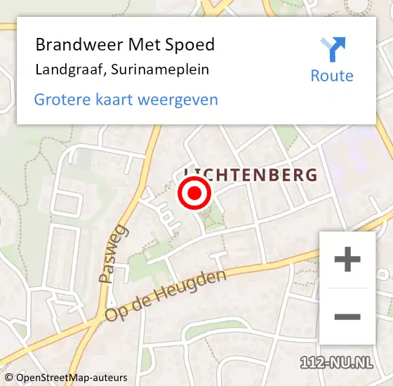 Locatie op kaart van de 112 melding: Brandweer Met Spoed Naar Landgraaf, Surinameplein op 27 augustus 2016 08:28