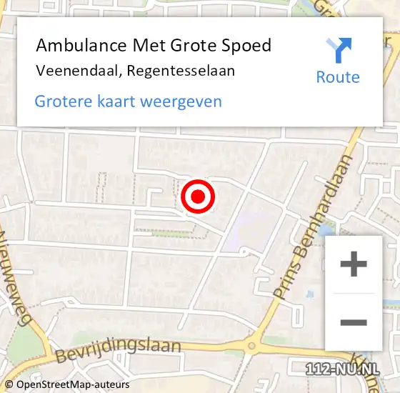 Locatie op kaart van de 112 melding: Ambulance Met Grote Spoed Naar Veenendaal, Regentesselaan op 27 augustus 2016 08:29