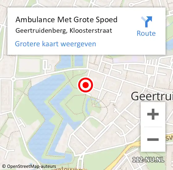 Locatie op kaart van de 112 melding: Ambulance Met Grote Spoed Naar Geertruidenberg, Kloosterstraat op 27 augustus 2016 09:12