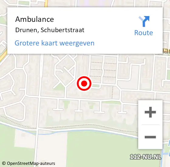 Locatie op kaart van de 112 melding: Ambulance Drunen, Schubertstraat op 27 augustus 2016 09:31