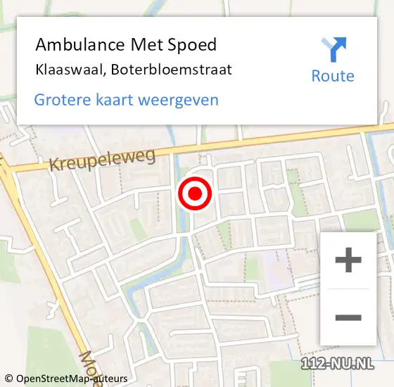 Locatie op kaart van de 112 melding: Ambulance Met Spoed Naar Klaaswaal, Boterbloemstraat op 27 augustus 2016 09:45