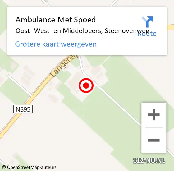 Locatie op kaart van de 112 melding: Ambulance Met Spoed Naar Oost- West- en Middelbeers, Steenovenweg op 27 augustus 2016 10:06