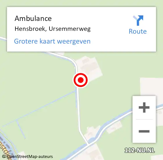 Locatie op kaart van de 112 melding: Ambulance Hensbroek, Ursemmerweg op 27 augustus 2016 10:18