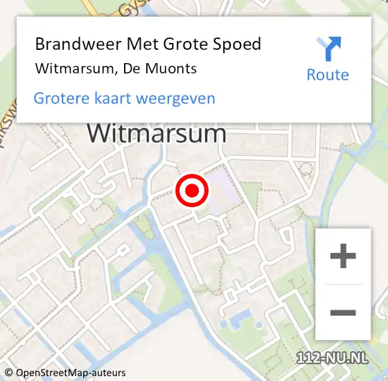 Locatie op kaart van de 112 melding: Brandweer Met Grote Spoed Naar Witmarsum, De Muonts op 25 december 2013 04:47