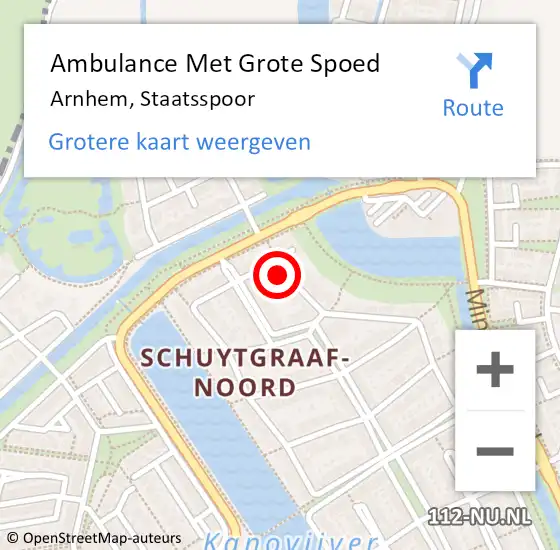 Locatie op kaart van de 112 melding: Ambulance Met Grote Spoed Naar Arnhem, Staatsspoor op 27 augustus 2016 11:08