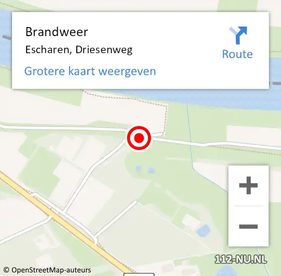 Locatie op kaart van de 112 melding: Brandweer Escharen, Driesenweg op 27 augustus 2016 11:14