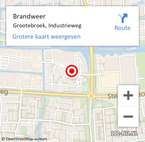 Locatie op kaart van de 112 melding: Brandweer Grootebroek, Industrieweg op 27 augustus 2016 11:34