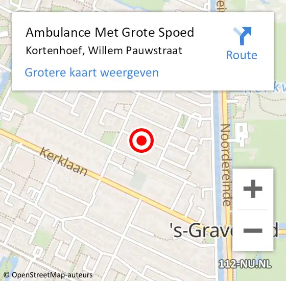 Locatie op kaart van de 112 melding: Ambulance Met Grote Spoed Naar Kortenhoef, Willem Pauwstraat op 25 december 2013 05:10