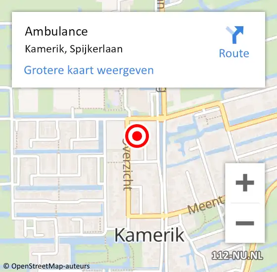 Locatie op kaart van de 112 melding: Ambulance Kamerik, Spijkerlaan op 27 augustus 2016 13:12