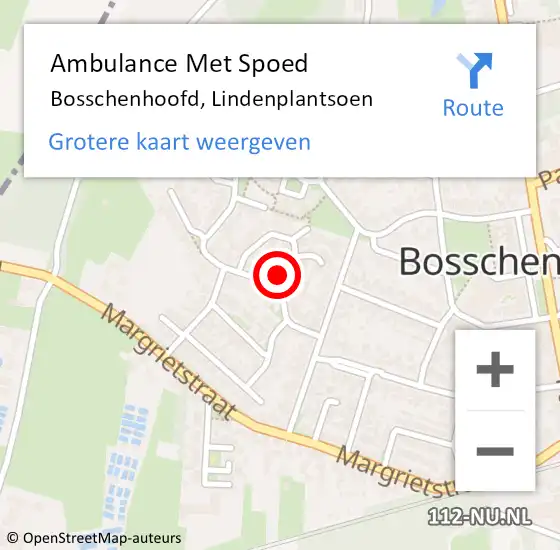 Locatie op kaart van de 112 melding: Ambulance Met Spoed Naar Bosschenhoofd, Lindenplantsoen op 27 augustus 2016 13:52