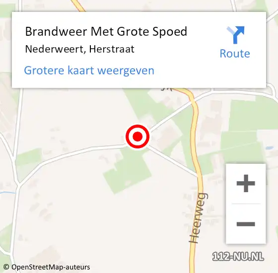 Locatie op kaart van de 112 melding: Brandweer Met Grote Spoed Naar Nederweert, Herstraat op 27 augustus 2016 13:59