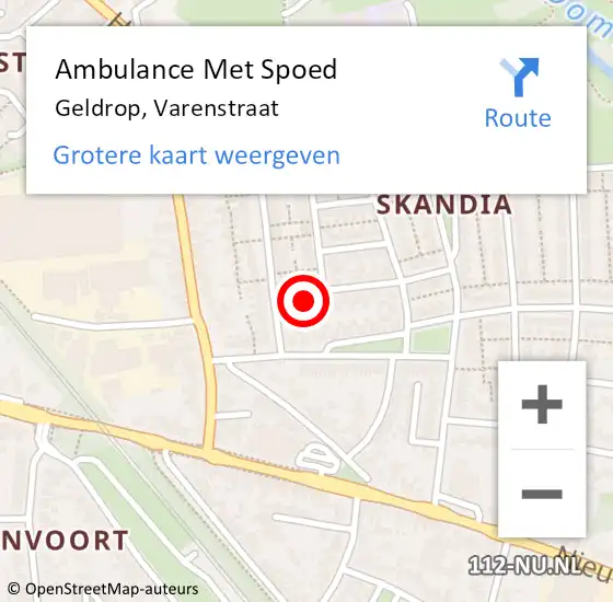 Locatie op kaart van de 112 melding: Ambulance Met Spoed Naar Geldrop, Varenstraat op 27 augustus 2016 14:00