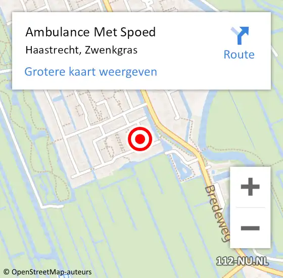 Locatie op kaart van de 112 melding: Ambulance Met Spoed Naar Haastrecht, Zwenkgras op 27 augustus 2016 14:03