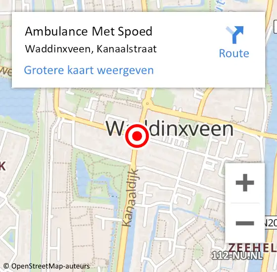 Locatie op kaart van de 112 melding: Ambulance Met Spoed Naar Waddinxveen, Kanaalstraat op 27 augustus 2016 14:04