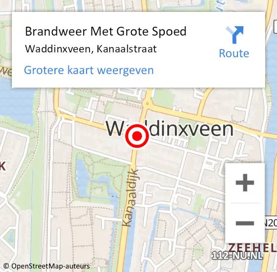 Locatie op kaart van de 112 melding: Brandweer Met Grote Spoed Naar Waddinxveen, Kanaalstraat op 27 augustus 2016 14:05