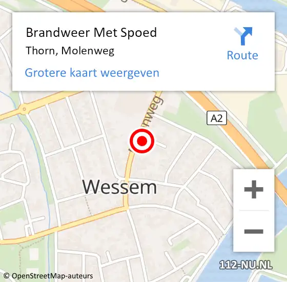 Locatie op kaart van de 112 melding: Brandweer Met Spoed Naar Thorn, Molenweg op 27 augustus 2016 14:58