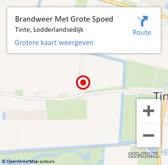 Locatie op kaart van de 112 melding: Brandweer Met Grote Spoed Naar Tinte, Lodderlandsedijk op 27 augustus 2016 15:43