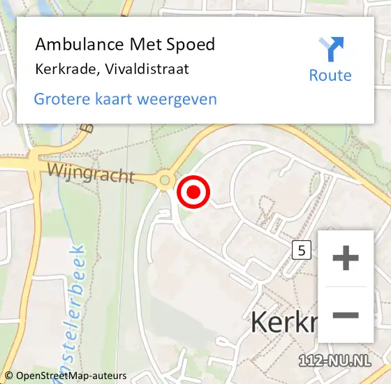 Locatie op kaart van de 112 melding: Ambulance Met Spoed Naar Kerkrade, Vivaldistraat op 25 december 2013 06:36